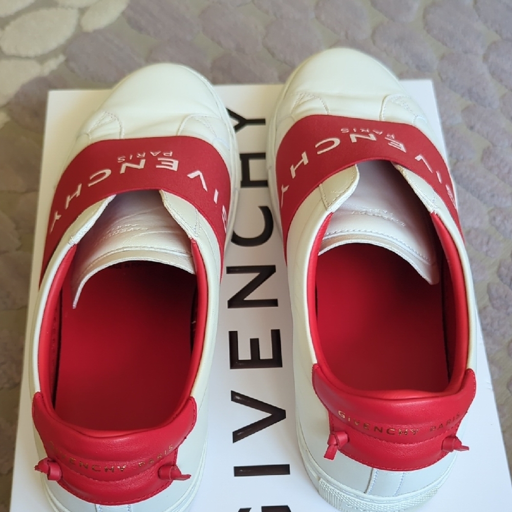 Givenchy Unisex Red and White Low Top Slip-On Sneakers Sz 40.5 - Picture 8 of 9